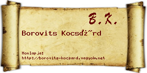 Borovits Kocsárd névjegykártya